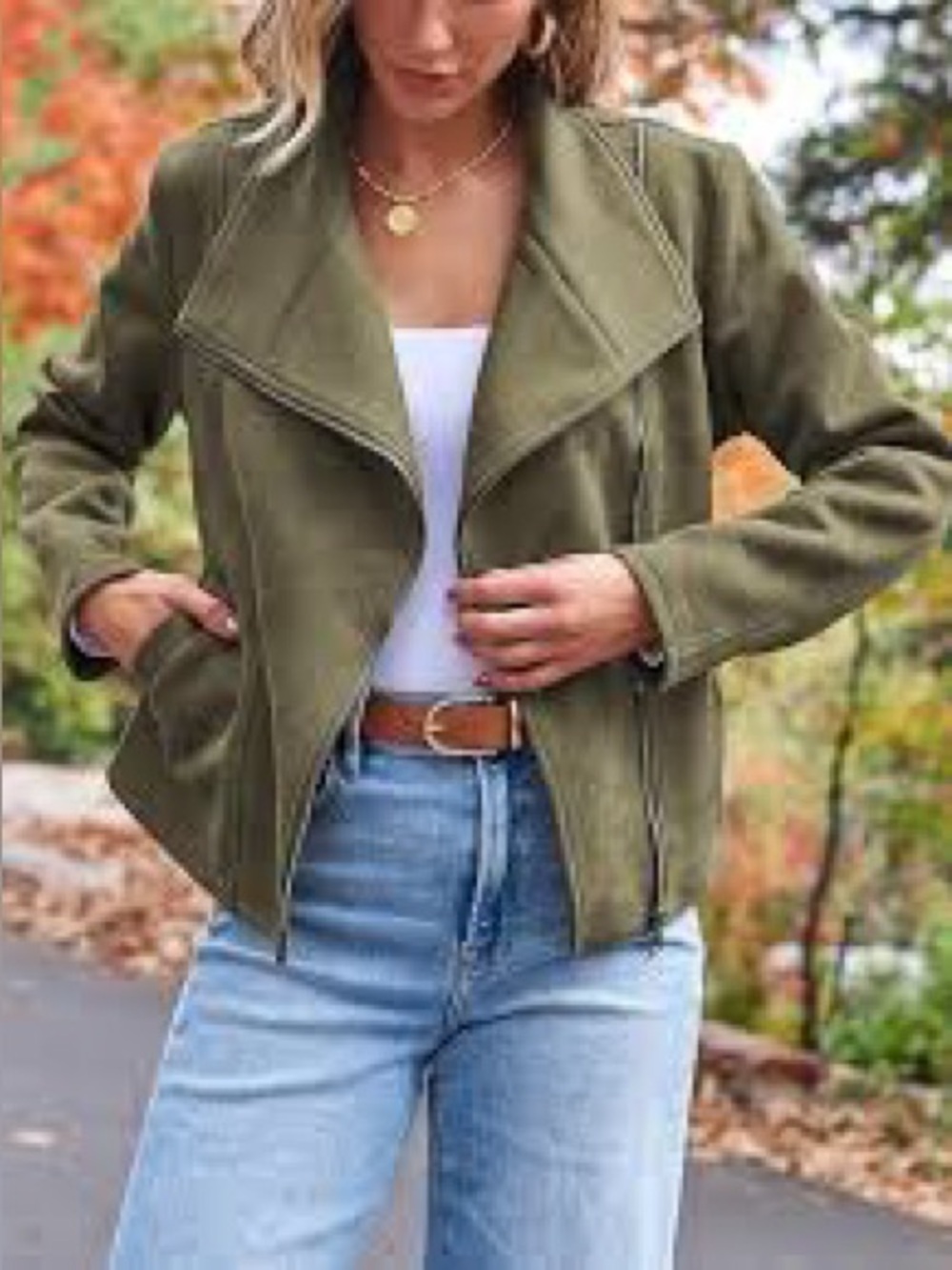 NWT🟩 Emaline brand olive green faux suede jacket🟩